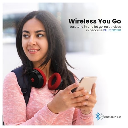 Portronics Muffs M1 Wireless Headphone with Mic, Powerful Bass, Red 3 Portronics Muffs M1 Wireless Headphone with Mic, Powerful Bass, Red