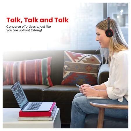 Portronics Muffs M1 Wireless Headphone with Mic, Powerful Bass, Red 4 Portronics Muffs M1 Wireless Headphone with Mic, Powerful Bass, Red