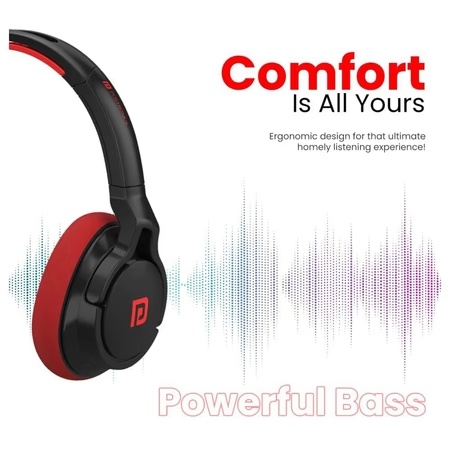 Portronics Muffs M1 Wireless Headphone with Mic, Powerful Bass, Red 5 Portronics Muffs M1 Wireless Headphone with Mic, Powerful Bass, Red