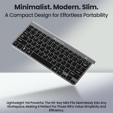 Amkette Wi-Key Mini Wireless Keyboard and Mouse Combo, Grey