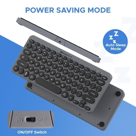 Amkette Optimus 4 in 1 Bluetooth Wireless Keyboard, Grey