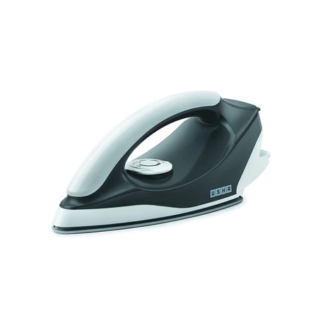 Usha Aurora, 1000 Watts, Dry Iron, Five Frabic Settings, Multi Colored LED Tail Light, Weilburger Non-Stick Soleplate, Shockproof Body, Black