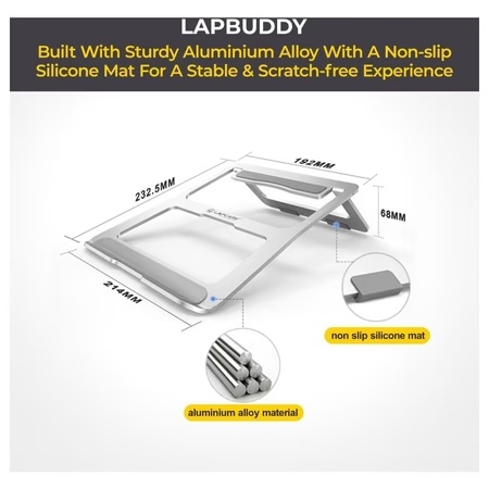 Lapcare LapBuddy LSE-004 Aluminium Laptop Stand for Upto 39.62 cm (15.6 inch) Laptop, Silver