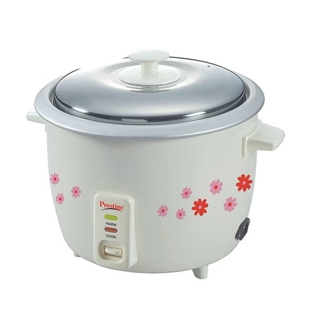 Prestige 700 Watts 1.8 Litres 2 Pots Rice Cooker, Stainless Steel Lid, PRWO, White