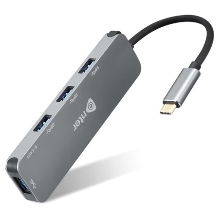 Enter C-4U3 USB-C to 4 Port USB 3.0 Hub, Black-Grey