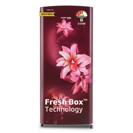 Voltas Beko 183 L 3 Star Direct Cool Single Door Refrigerator, Stella Wine, RDC215C/S0WSR0M0000GO