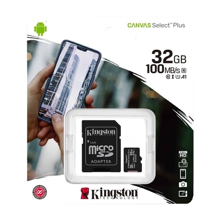 Kingston Canvas Select Plus 32 GB microSDHC Memory Card with Adapter
