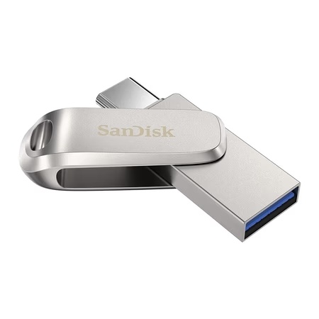 SanDisk Mobile Pen Drive Luxe 128 GB, USB Type A & USB C Connector, Up to 400 MB/sec, Silver
