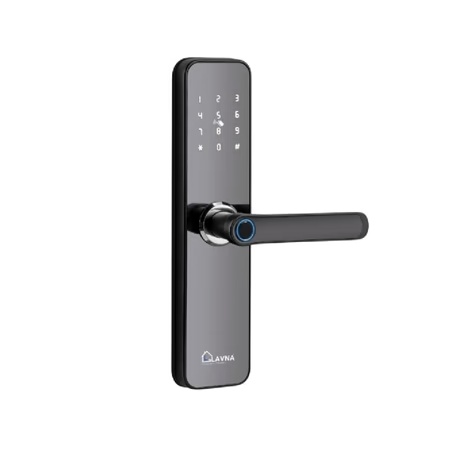 LAVNA LA28 Smart Wifi Door Lock with 7 Way of access, Black, (2 Bolts wooden door lock)