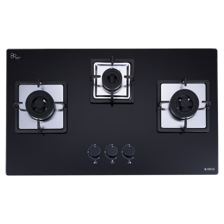 Elica Ind Flexi AB 375 DX DFS 3 Burners Hob, Black Glass