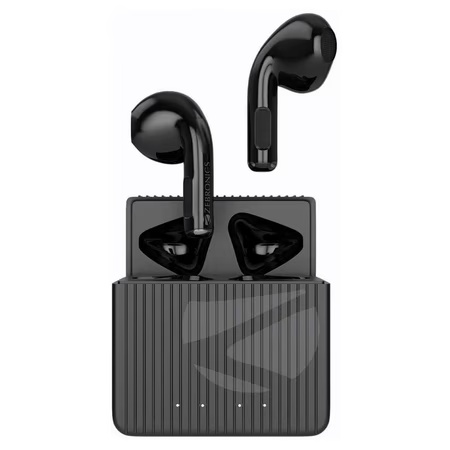 Zebronics Zeb Sound Bomb 3 TWS Wireless Earbuds, upto 12 hrs of playtime, Flash connect, Stem touch control, Splash proof, Voice Assistant, Type-C Charging, Bluetooth 5.2, Black