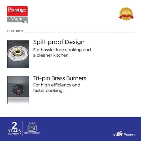 Prestige Magic Plus Glass Top 3 Burner Gas Stove, GTMP 03 4 Prestige Magic Plus Glass Top 3 Burner Gas Stove, GTMP 03