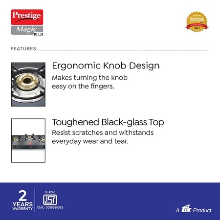 Prestige Magic Plus Glass Top 3 Burner Gas Stove, GTMP 03 5 Prestige Magic Plus Glass Top 3 Burner Gas Stove, GTMP 03