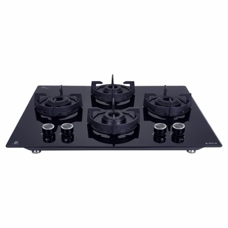 Elica Flexi 460 Lotus IND HD Brass 4 Burners Hob, Black Glass