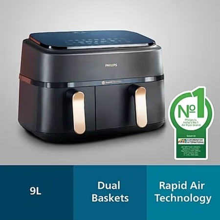 Philips Double Basket 9 L Airfryer, NA352 2 Philips Double Basket 9 L Airfryer, NA352