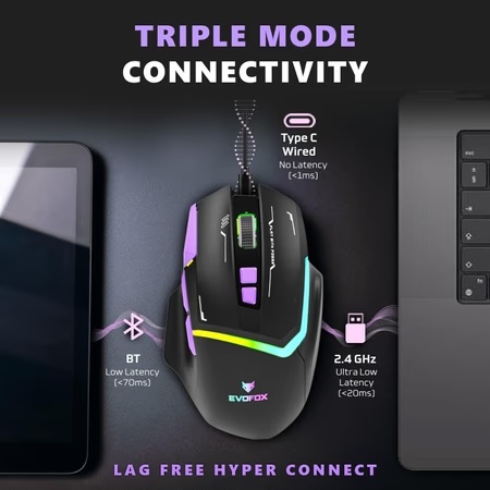 Evofox Banshee Rechargeable Wireless Gaming Mouse, Black
