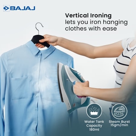 Bajaj MX 3 Neo, 1250 Watts, Steam Iron,180 ML WaterTank, Blue and White
