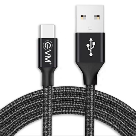 EVM CM08 USB-C Charge and Sync Cable, Black