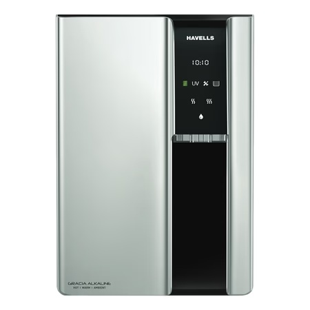 Havells Gracia Alkaline, 7.5 Litres, 60 Watts, RO + UV Water Purifier, 8 Stage Purification Technology, Silver and Black