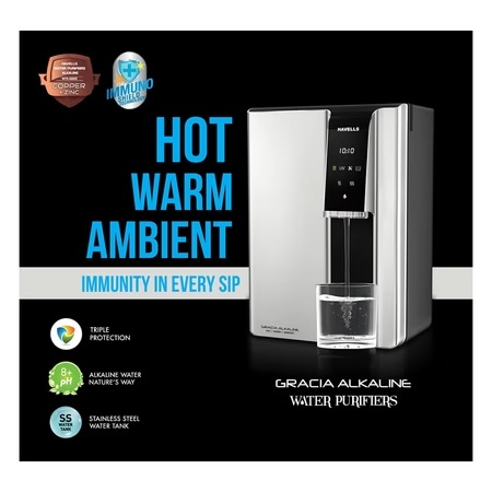 Havells Gracia Alkaline, 7.5 Litres, 60 Watts, RO + UV Water Purifier, 8 Stage Purification Technology, Silver and Black 3 Havells Gracia Alkaline, 7.5 Litres, 60 Watts, RO + UV Water Purifier, 8 Stage Purification Technology, Silver and Black