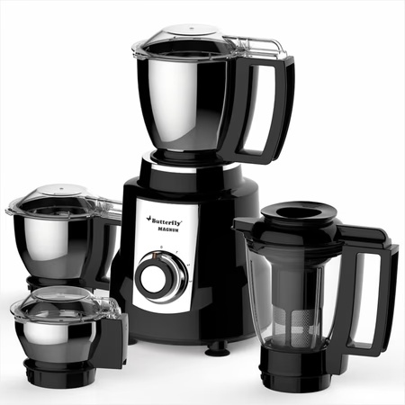 Butterfly Magnum Mixer 900 Watts with 4 Jars, Black