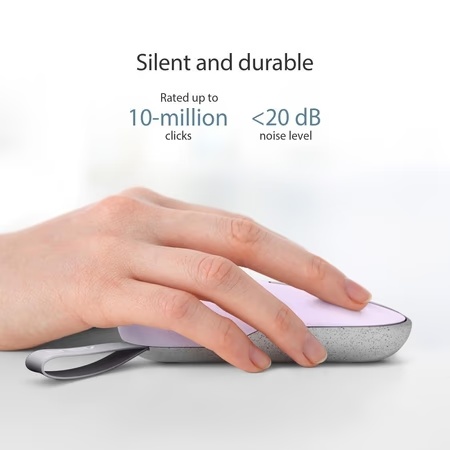 Asus Marshmallow MD100 Wireless Mouse, Lilac Mist Purple, (Brave Green cover also included)