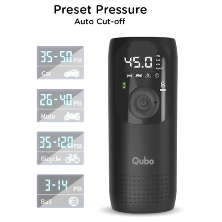 Qubo H1A01 Smart Tyre Inflator Supports Pressure Up to 150 psi (Black)