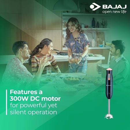 Bajaj HB 21 300 Watts Hand Blender with Silent DC motor (Black)