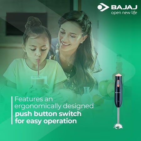 Bajaj HB 21 300 Watts Hand Blender with Silent DC motor (Black)