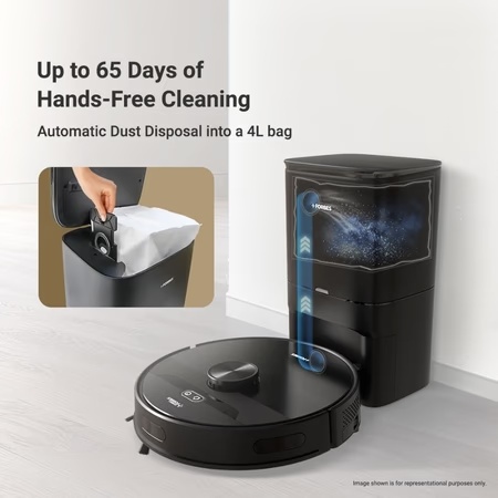 Eureka Forbes SmartClean, 5000 Pa HyperSuction Robotic Vacuum Cleaner with AutoBin, Black