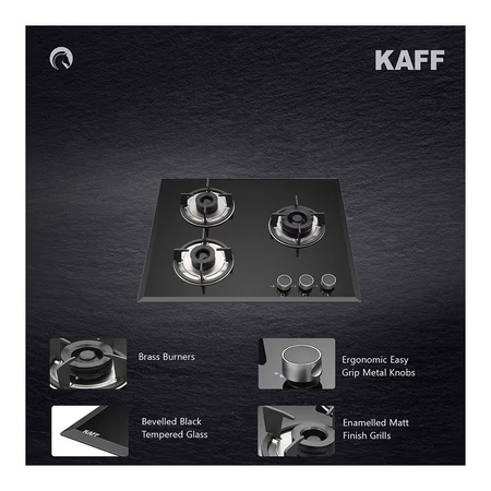 Kaff FBB 603 3 Burner Built-in Hob with Auto Electric Ignition, Black 2 Kaff FBB 603 3 Burner Built-in Hob with Auto Electric Ignition, Black