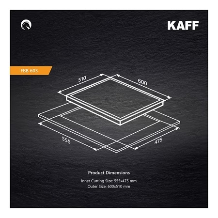 Kaff FBB 603 3 Burner Built-in Hob with Auto Electric Ignition, Black 6 Kaff FBB 603 3 Burner Built-in Hob with Auto Electric Ignition, Black