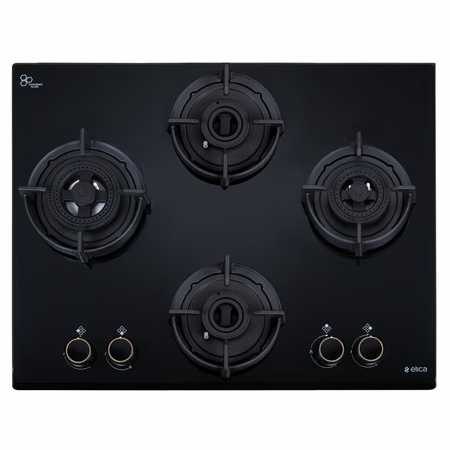 Elica Flexi DFS AB 4B 60 DX 4 Burners Hob, Black Glass