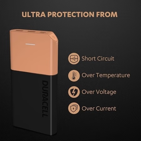 Duracell 10000 mAh Power Bank, Black 5 Duracell 10000 mAh Power Bank, Black