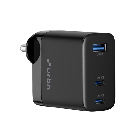 Urbn 67 W GaN 3 Port Wall Charger, Black