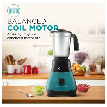 Orient Electric Fine Blend 500W 3 Jars Mixer Grinder, 3 Speed Control, Blue and Black 5 Orient Electric Fine Blend 500W 3 Jars Mixer Grinder, 3 Speed Control, Blue and Black