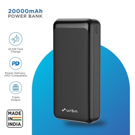 Urbn 20000 mAh 22.5 W Power Bank, Black, UPR211 3 Urbn 20000 mAh 22.5 W Power Bank, Black, UPR211