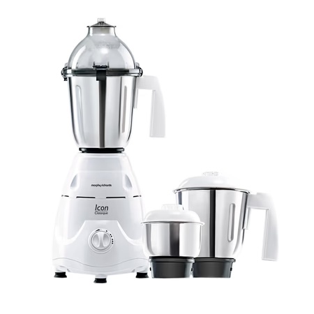 Morphy Richards Icon Classique 750 Watts 3 Jars Mixer Grinder, Over Load Protection Feature, White