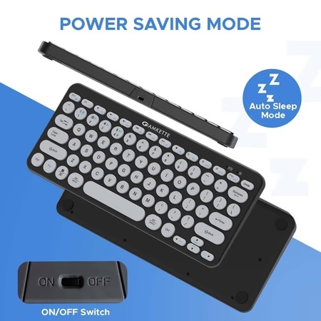 Amkette Optimus 4 in 1 Bluetooth Wireless Keyboard, Black