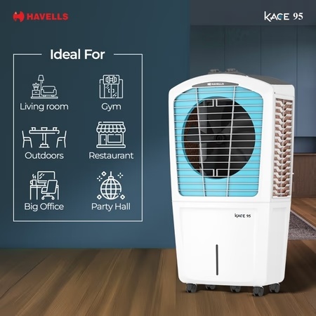 Havells Kace 95 GHRACAMB008 Desert Air Cooler with 95 Litres Capacity, White and Blue 6 Havells Kace 95 GHRACAMB008 Desert Air Cooler with 95 Litres Capacity, White and Blue