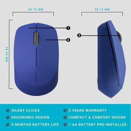 Rapoo M100 Multi-mode Wireless Mouse, Blue 2 Rapoo M100 Multi-mode Wireless Mouse, Blue