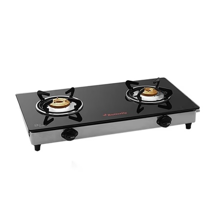 Butterfly Wave SS 2 Burner Glass Top LPG Gas Stoves