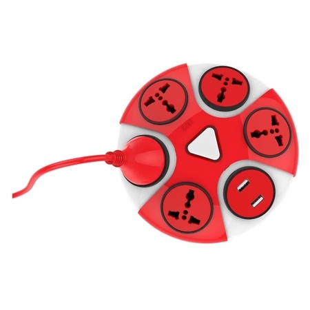 GM SATURN 5+1+1 Power Strip With Master Switch Indicator Safety Shutter 5 International Sockets And Twin USB- 2.1 A
