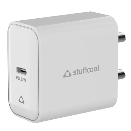 Stuffcool Flow Type C-PD20W Mobile Phone Charger, White