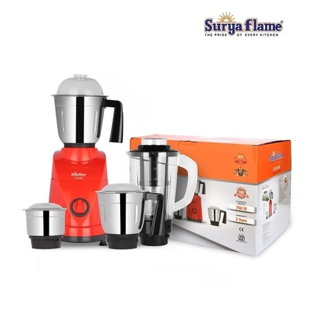 Suryaflame Legend 750W 4 Jars Mixer Grinder, Red