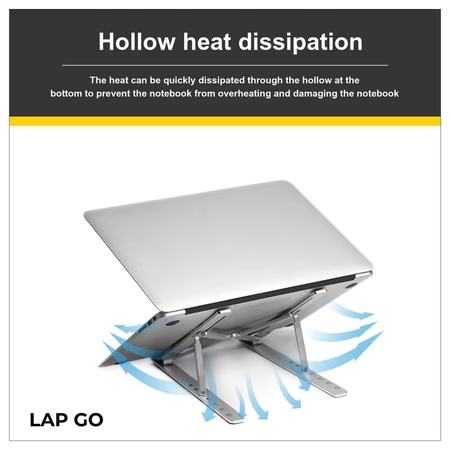 Lapcare LapGo LSE-044 Aluminium Laptop Stand with Pouch for Upto 39.62 cm (15.6 inch) Laptop, Silver