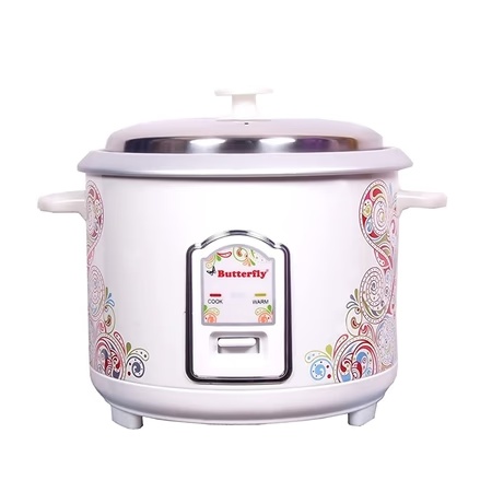 Butterfly 1.8 litres Electric Rice Cooker, Raga, Comes With Additional Bowl, Stainless Steel Top Lid, White