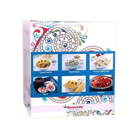 Butterfly 1.8 litres Electric Rice Cooker, Raga, Comes With Additional Bowl, Stainless Steel Top Lid, White