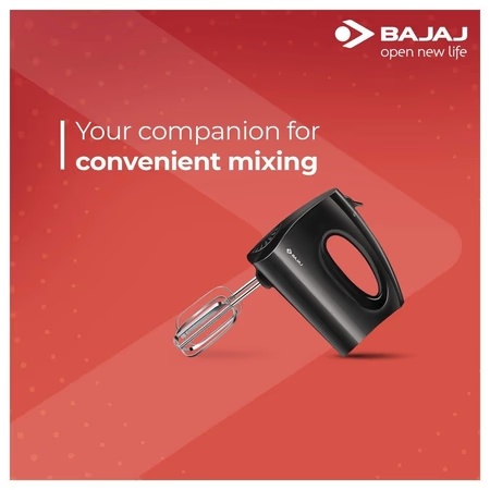 Bajaj Majesty HM01 Hand Blender with 250W Motor, Stainless Steel Dough Hooks