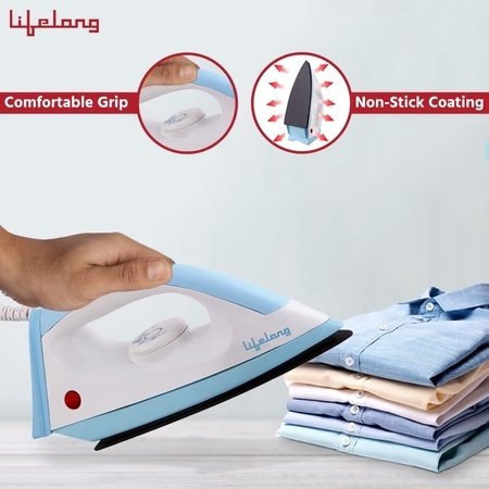 Lifelong LLDI09, 1100 Watts, Dry Iron, Temperature Control, Blue and White 3 Lifelong LLDI09, 1100 Watts, Dry Iron, Temperature Control, Blue and White